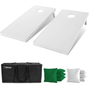 image:imageGoSports 4 ft x 2 ft Regulation Size Wooden Cornhole Boards Set with White Finish  Includes Carrying CaseDark Green  White