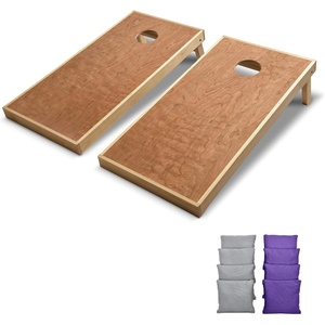 image:imageGoSports 4 x 2 Commercial Grade Cornhole Boards Set  Natural Wood Cornhole Boards Choose from Different Bean Bag Color CombinationsPurple  Gray