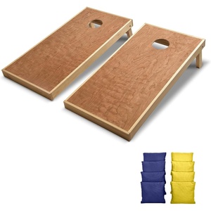 image:imageGoSports 4 x 2 Commercial Grade Cornhole Boards Set  Natural Wood Cornhole Boards Choose from Different Bean Bag Color CombinationsYellow  Navy Blue