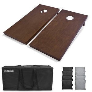 image:imageGoSports 4x2 Regulation Size Wooden Cornhole Boards Set with Dark Brown Varnish  Includes Carrying Case and Bean Bags Choose Your Colors Over 100 Color CombinationsBlack  Gray