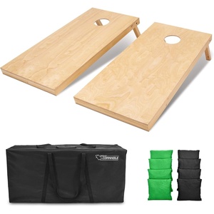 image:imageGoSports Regulation Size Wooden Cornhole Set with Natural Wood Finish  Includes Carrying CaseBlack  Bright Green