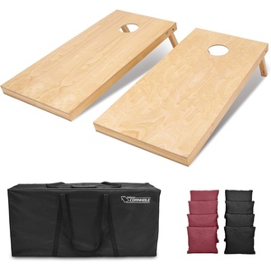 image:imageGoSports Regulation Size Wooden Cornhole Set with Natural Wood Finish  Includes Carrying CaseBlack  Burgundy
