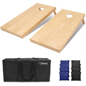 image:imageGoSports Regulation Size Wooden Cornhole Set with Natural Wood Finish  Includes Carrying CaseBlack  Navy Blue