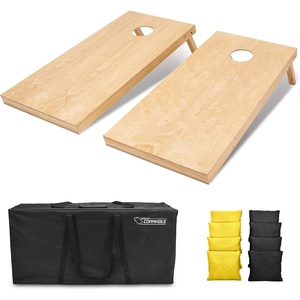 image:imageGoSports Regulation Size Wooden Cornhole Set with Natural Wood Finish  Includes Carrying CaseBlack  Yellow