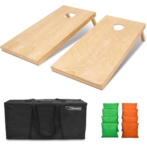 image:imageGoSports Regulation Size Wooden Cornhole Set with Natural Wood Finish  Includes Carrying CaseBright Green  Orange