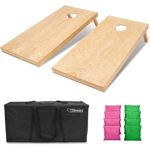 image:imageGoSports Regulation Size Wooden Cornhole Set with Natural Wood Finish  Includes Carrying CaseBright Green  Pink