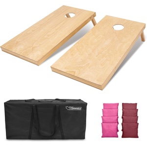 image:imageGoSports Regulation Size Wooden Cornhole Set with Natural Wood Finish  Includes Carrying CaseBurgundy  Pink