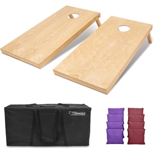 image:imageGoSports Regulation Size Wooden Cornhole Set with Natural Wood Finish  Includes Carrying CaseBurgundy  Purple