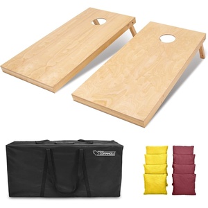 image:imageGoSports Regulation Size Wooden Cornhole Set with Natural Wood Finish  Includes Carrying CaseBurgundy  Yellow