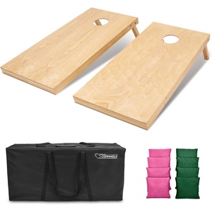 image:imageGoSports Regulation Size Wooden Cornhole Set with Natural Wood Finish  Includes Carrying CaseDark Green  Pink