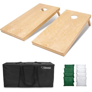 image:imageGoSports Regulation Size Wooden Cornhole Set with Natural Wood Finish  Includes Carrying CaseDark Green  White