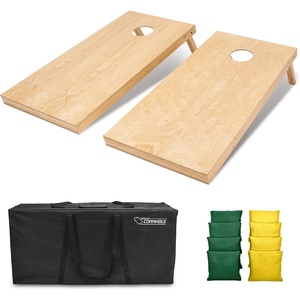 image:imageGoSports Regulation Size Wooden Cornhole Set with Natural Wood Finish  Includes Carrying CaseDark Green  Yellow