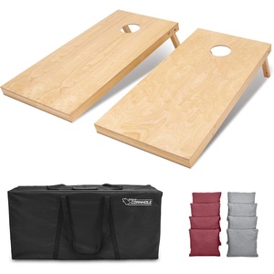image:imageGoSports Regulation Size Wooden Cornhole Set with Natural Wood Finish  Includes Carrying CaseGray  Burgundy