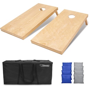image:imageGoSports Regulation Size Wooden Cornhole Set with Natural Wood Finish  Includes Carrying CaseGray  Royal Blue