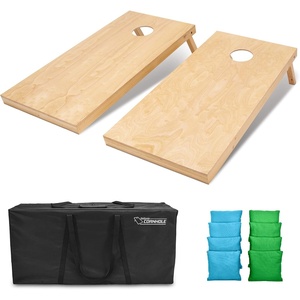 image:imageGoSports Regulation Size Wooden Cornhole Set with Natural Wood Finish  Includes Carrying CaseLight Blue  Bright Green
