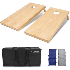 image:imageGoSports Regulation Size Wooden Cornhole Set with Natural Wood Finish  Includes Carrying CaseNavy Blue  Gray