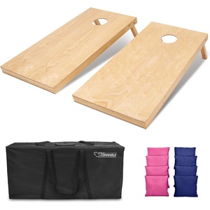 image:imageGoSports Regulation Size Wooden Cornhole Set with Natural Wood Finish  Includes Carrying CaseNavy Blue  Pink