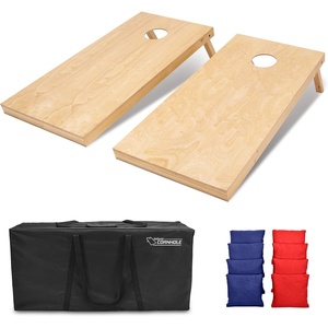 image:imageGoSports Regulation Size Wooden Cornhole Set with Natural Wood Finish  Includes Carrying CaseNavy Blue  Red