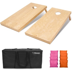 image:imageGoSports Regulation Size Wooden Cornhole Set with Natural Wood Finish  Includes Carrying CasePink  Orange