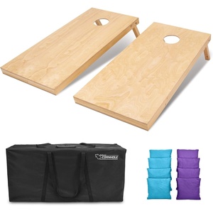 image:imageGoSports Regulation Size Wooden Cornhole Set with Natural Wood Finish  Includes Carrying CasePurple  Light Blue