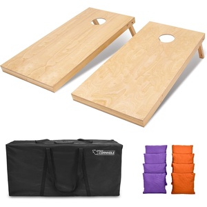 image:imageGoSports Regulation Size Wooden Cornhole Set with Natural Wood Finish  Includes Carrying CasePurple  Orange