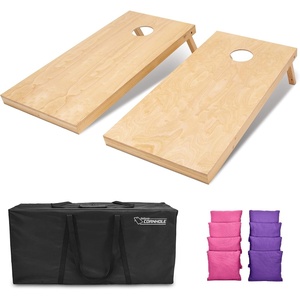 image:imageGoSports Regulation Size Wooden Cornhole Set with Natural Wood Finish  Includes Carrying CasePurple  Pink