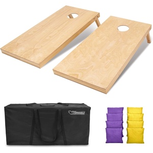 image:imageGoSports Regulation Size Wooden Cornhole Set with Natural Wood Finish  Includes Carrying CasePurple  Yellow