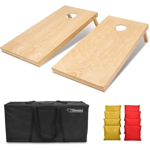image:imageGoSports Regulation Size Wooden Cornhole Set with Natural Wood Finish  Includes Carrying CaseRed  Gold