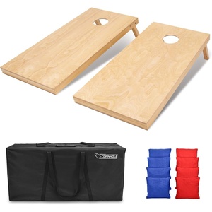 image:imageGoSports Regulation Size Wooden Cornhole Set with Natural Wood Finish  Includes Carrying CaseRed  Royal Blue