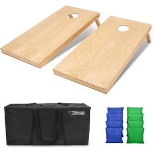 image:imageGoSports Regulation Size Wooden Cornhole Set with Natural Wood Finish  Includes Carrying CaseRoyal Blue  Bright Green