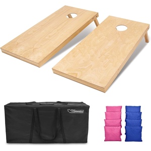 image:imageGoSports Regulation Size Wooden Cornhole Set with Natural Wood Finish  Includes Carrying CaseRoyal Blue  Pink