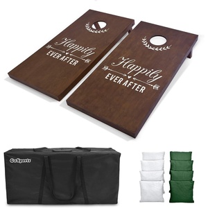 image:imageGoSports Wedding Cornhole Set  Regulation 4 ft x 2 ft Size Solid Stained Wood with Carrying Case Choose Your Colors  Match The Wedding Theme  Dark Green amp White